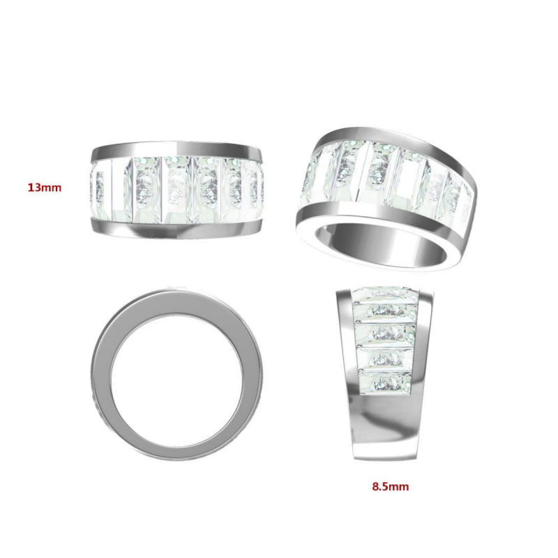 Fashion 3 ctw Trapezoid Cut White Gemstone Ring -JOSHINY