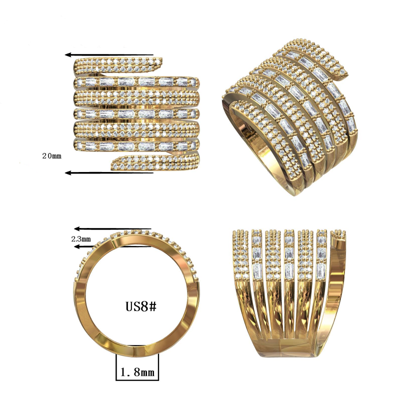 2.5ctw Rectangular and Round Combination Multi-Band Ring-JOSHINY