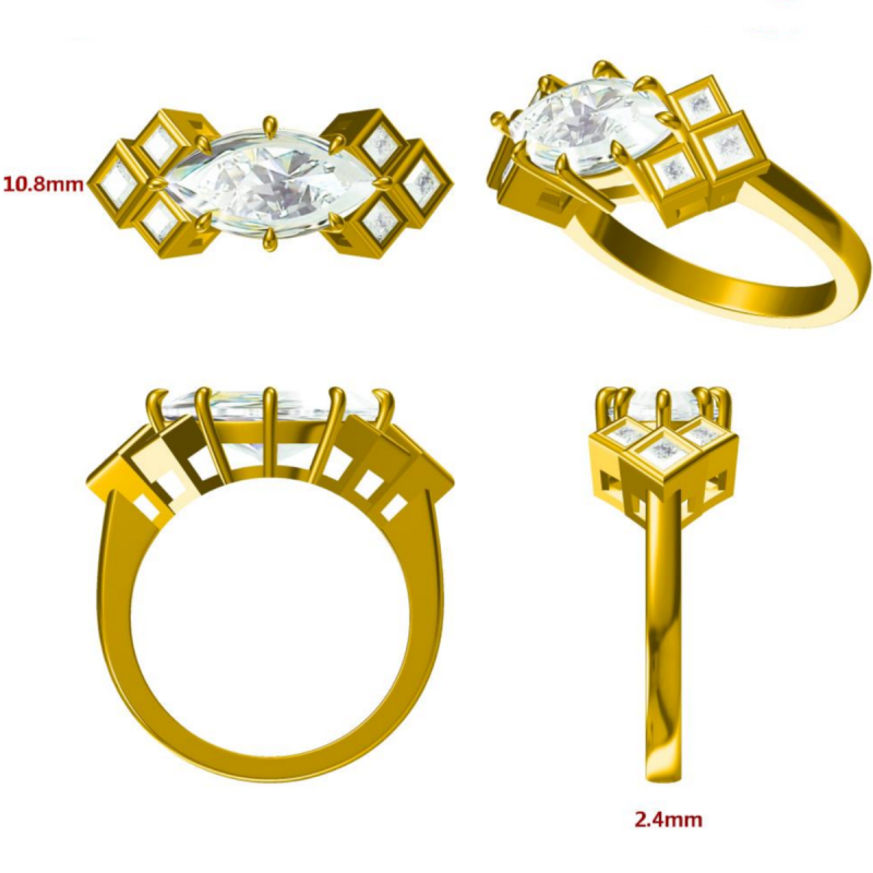 1.67ct Antique Marquise Seven Stone Ring-JOSHINY