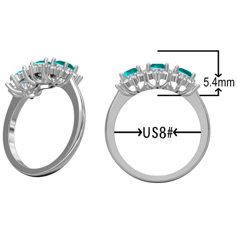 3.0Ctw Oval Cut Trilogy Jadeite Ring-JOSHINY