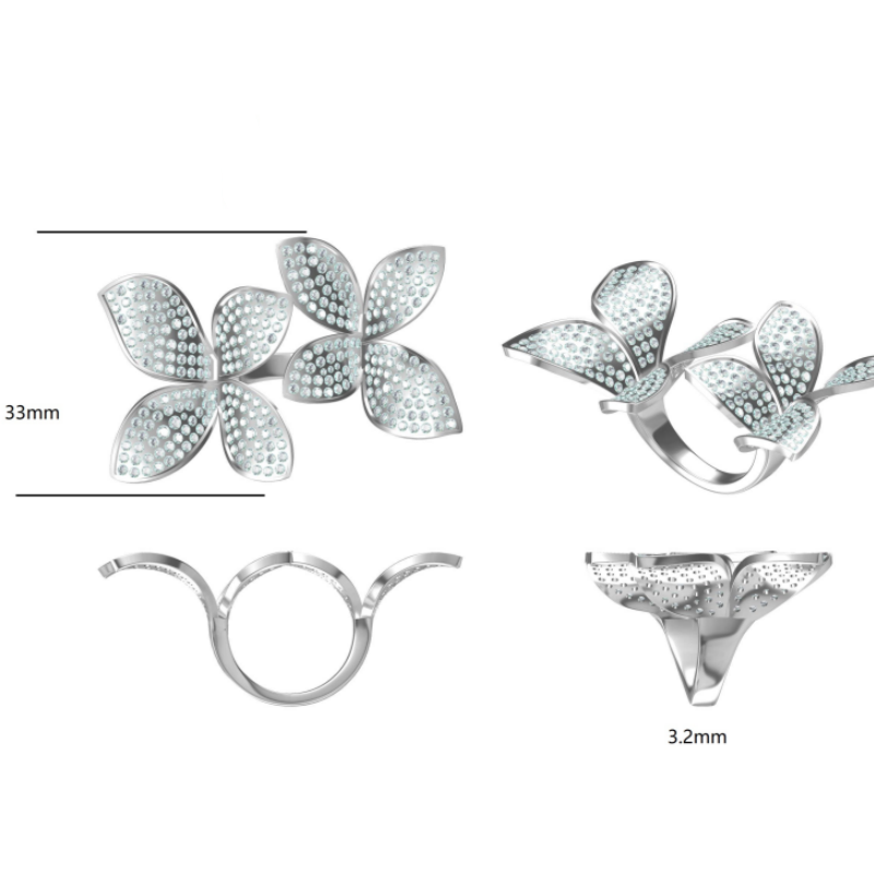 Unique 3 ctw Round Cut White Gemstone Pavé Fashion Ring -JOSHINY