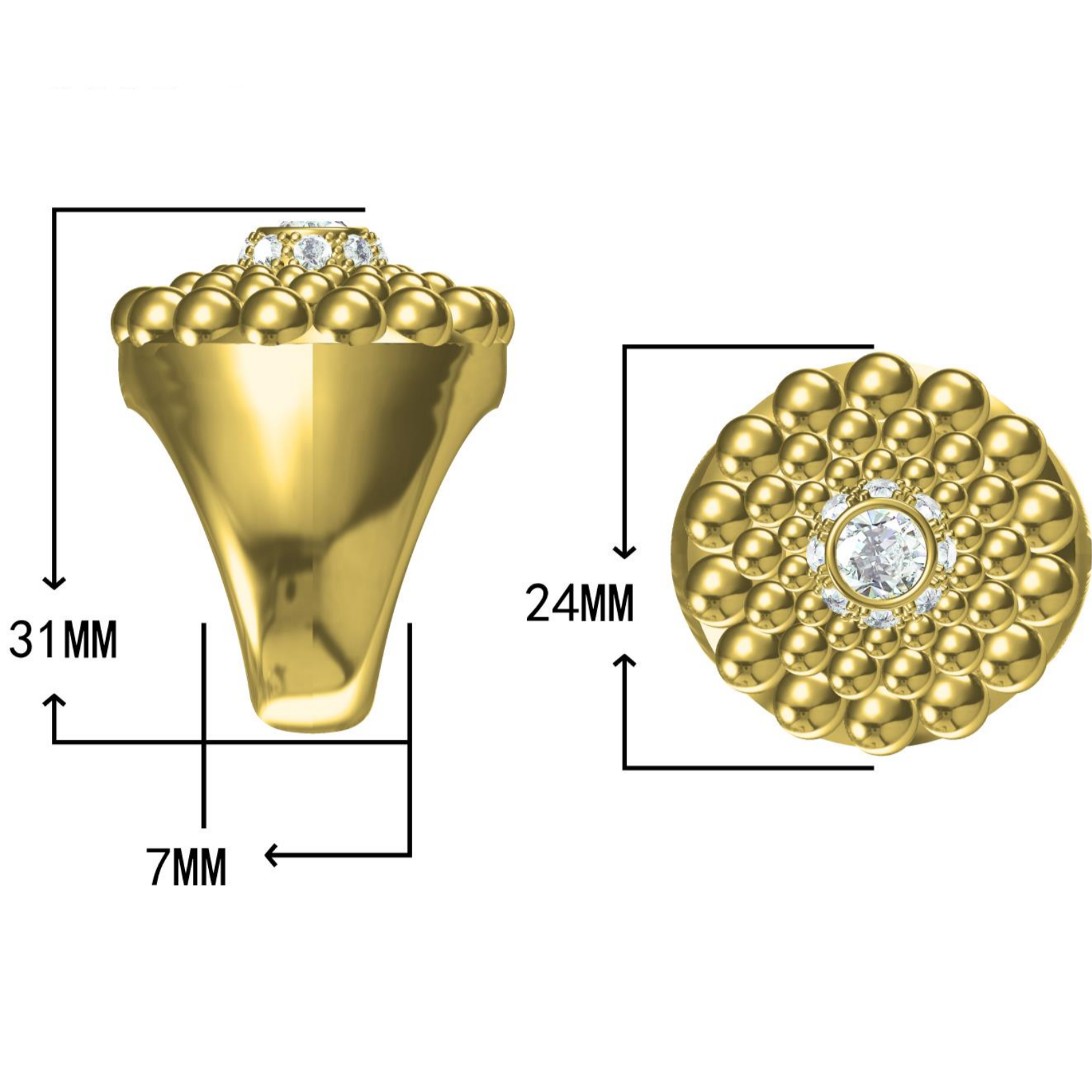 Vintage 2 ctw Round Cut White Gemstone Stamp Ring -JOSHINY