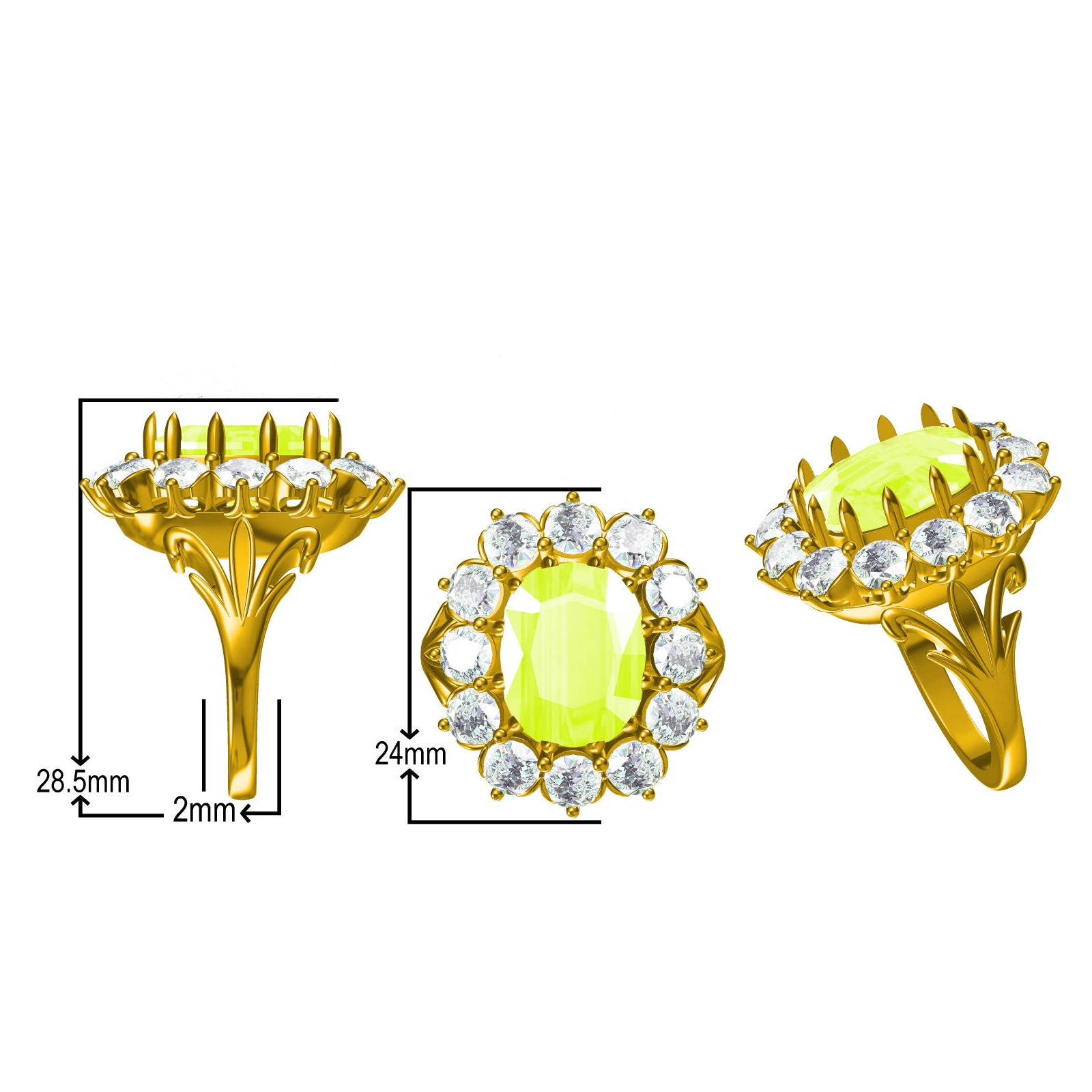 6.8ct Cushion Cut Light Yellow Gemstone Vintage Style Ring -JOSHINY