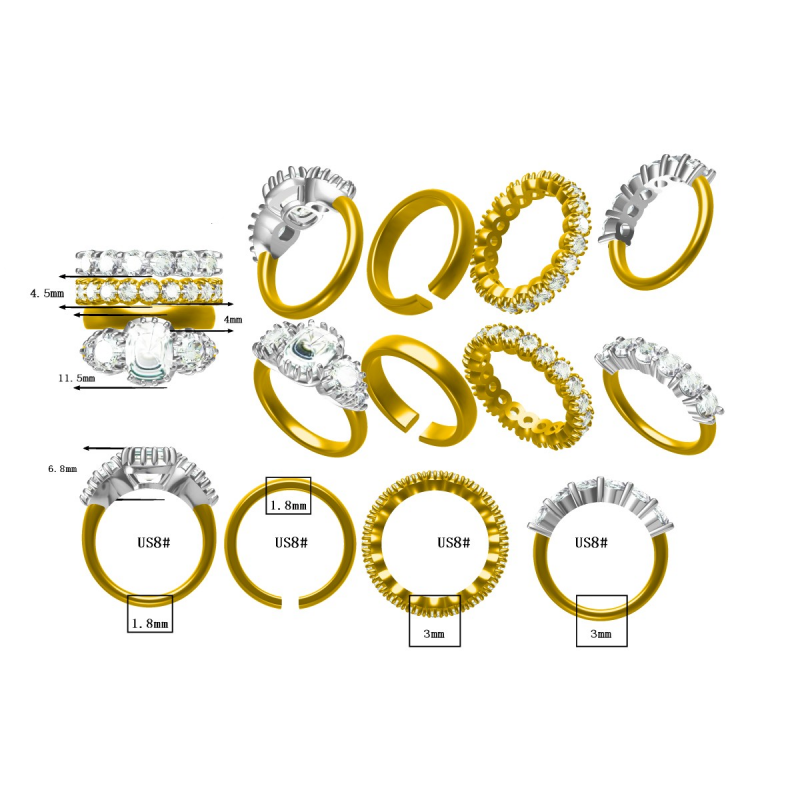 8ctw top quality gold and silver two-tone stacking ring-JOSHINY