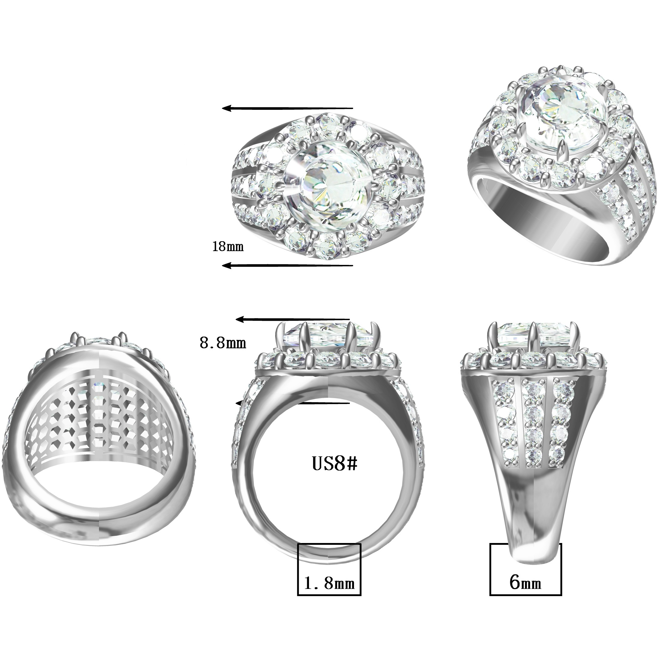 10ctw Exquisite design round cut gemstone engagement ring -JOSHINY