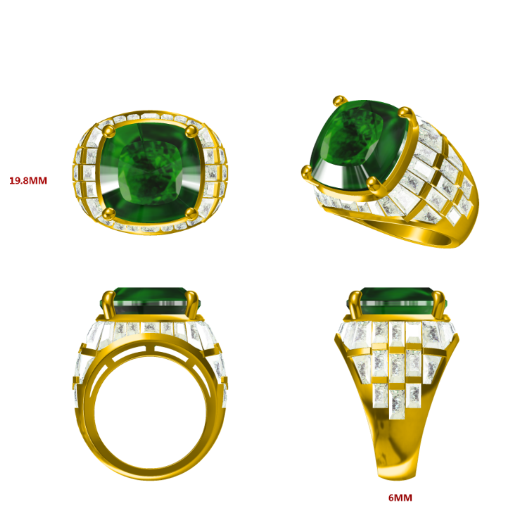 11.52ct Cushion Cut Vintage Emerald Jewellery Ring -JOSHINY