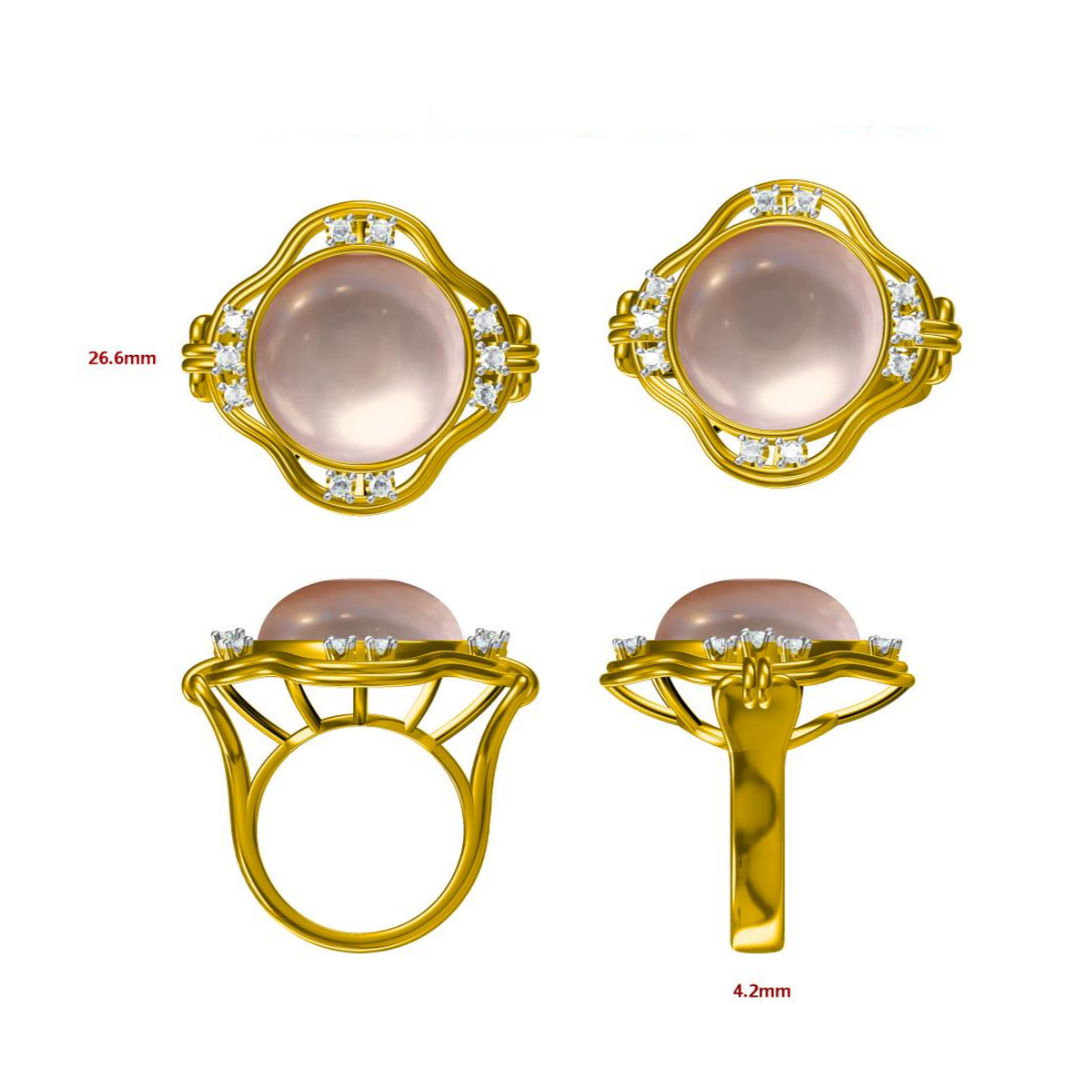 0.3ctw Pearl and Gemstone Cocktail Ring -JOSHINY