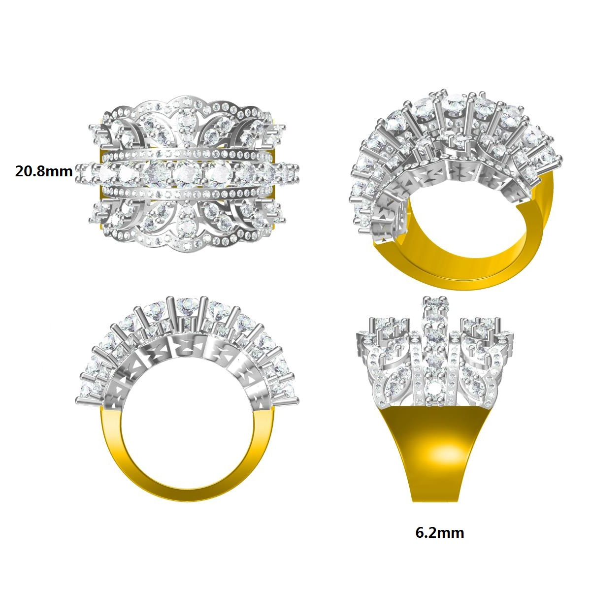 Gorgeous 3 ctw Round Cut White Gemstone Cluster Ring -JOSHINY