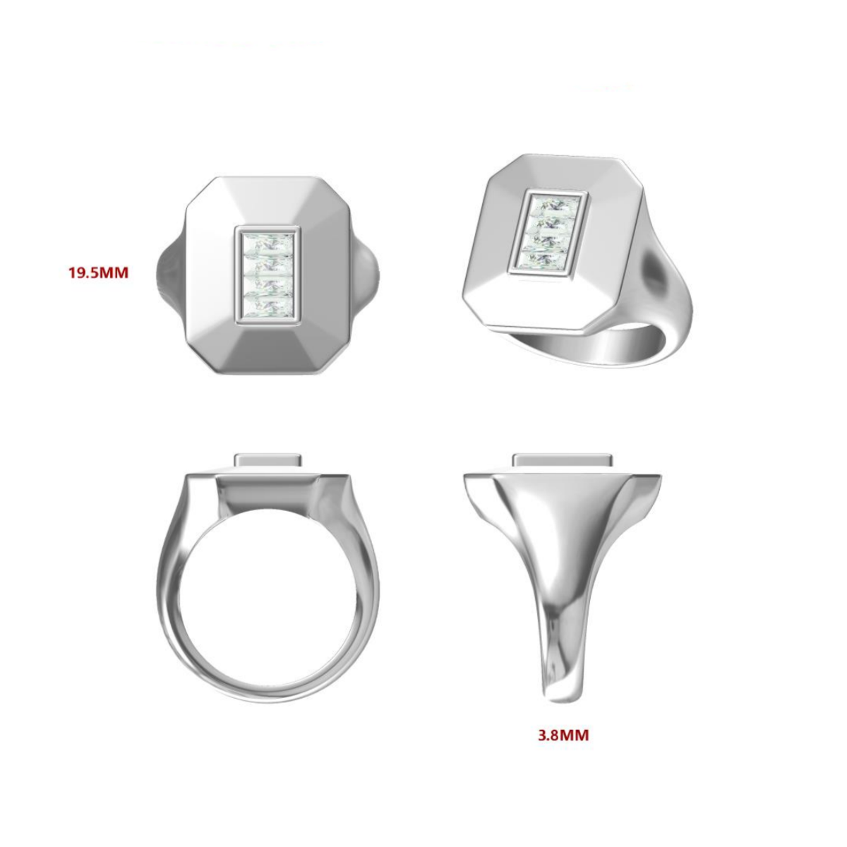 Stylish 2 ctw & 0.3 ctw Baguette & Round Cut White Gemstone Ring -JOSHINY