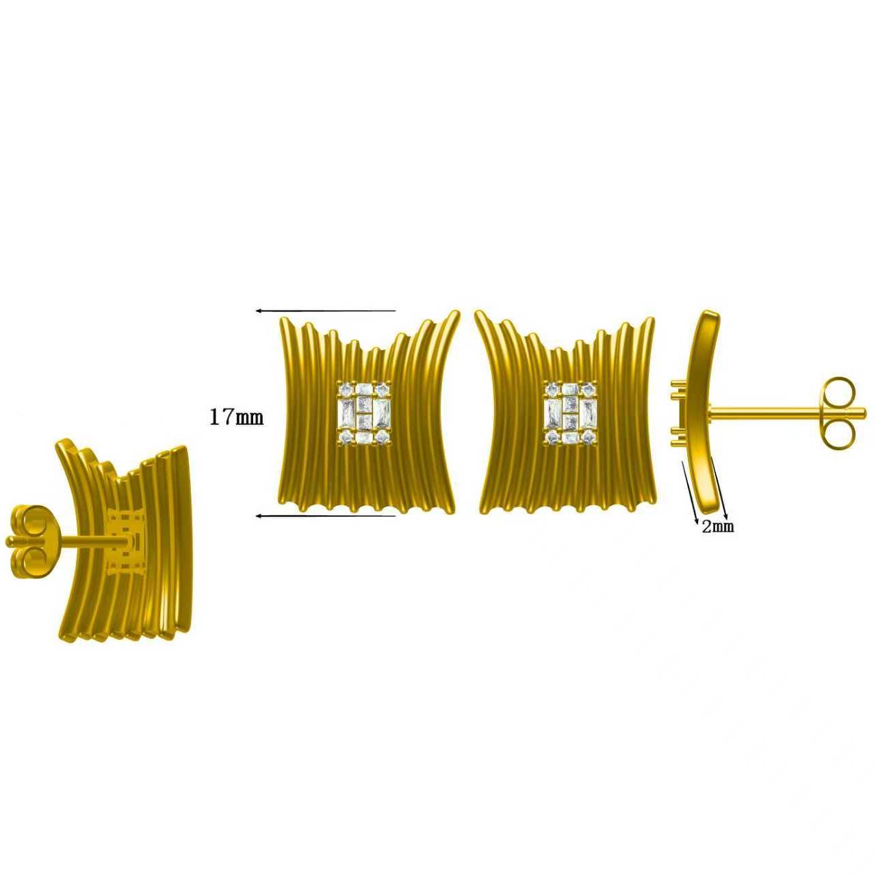 4ctw Round and Baguette Cut Bold Gemstone Earrings-JOSHINY