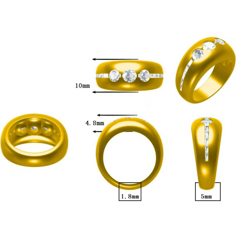 Vintage 2 ctw Round & Baguette Cut White Gemstone Three Stone Engagement Ring -JOSHINY