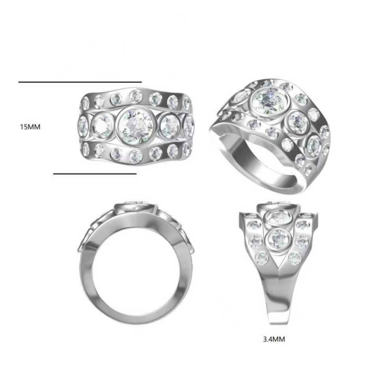 Stylish 6 ctw Round Cut White Gemstone Ring -JOSHINY