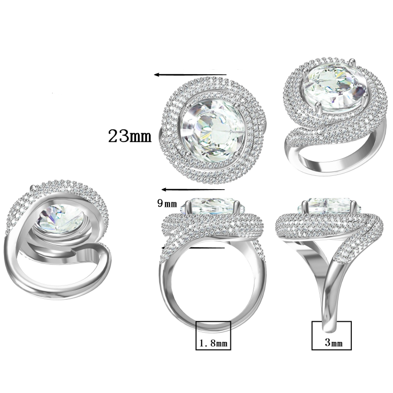 Gorgeous 5 ctw Round Cut White Gemstone Pavé Engagement Ring -JOSHINY