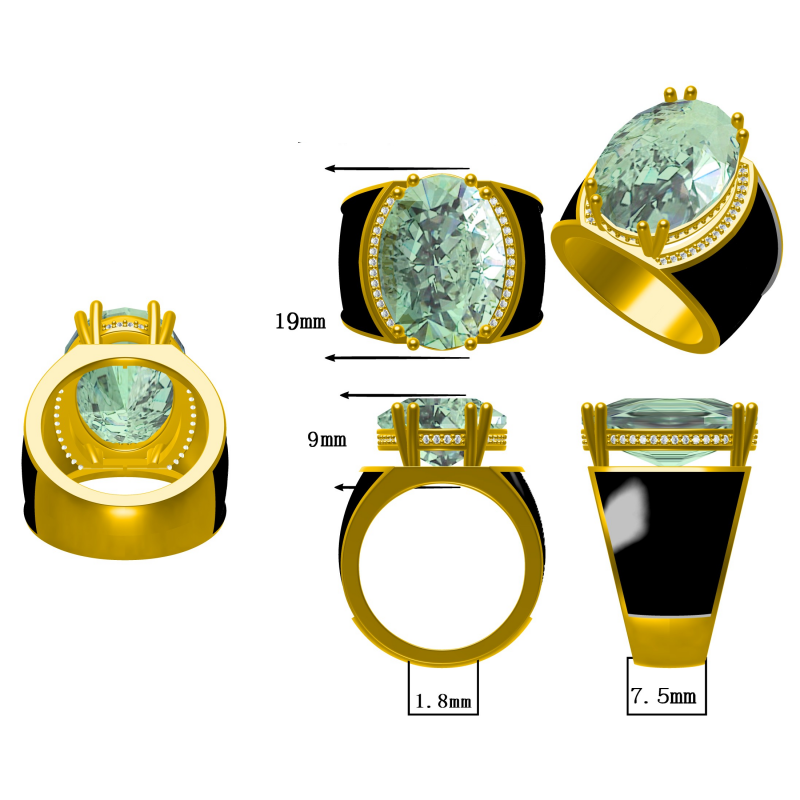 10.3Ct Oval Green and Purple Stone Large Ring-JOSHINY