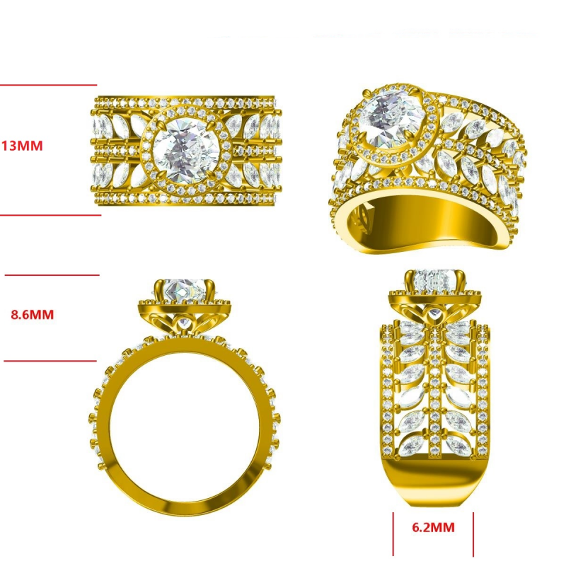 6.2ctw Round Marquise Gemstone Engagement Ring-JOSHINY