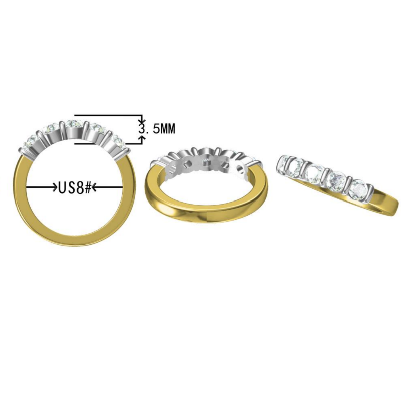 1.0ctw Round Cut 5 Stone Inlay Modern Eternity Band-JOSHINY