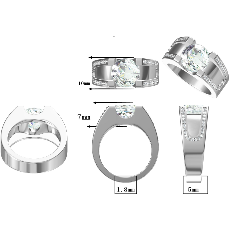 Precious 2.5 ctw Round Cut White Gemstone Engagement Ring -JOSHINY