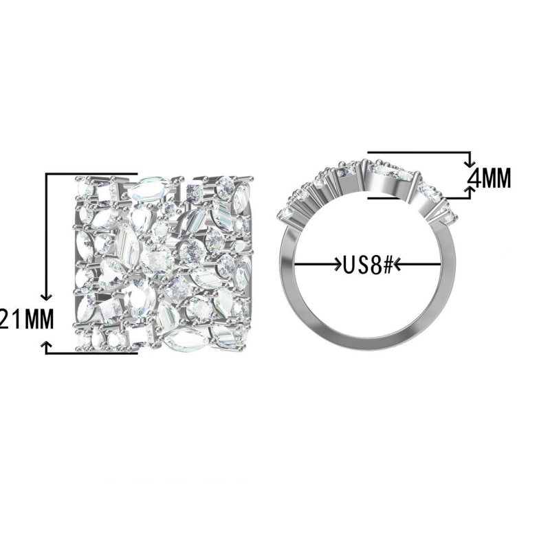 Gorgeous 3 ctw Multi-Cut White Gemstone Cluster Ring -JOSHINY