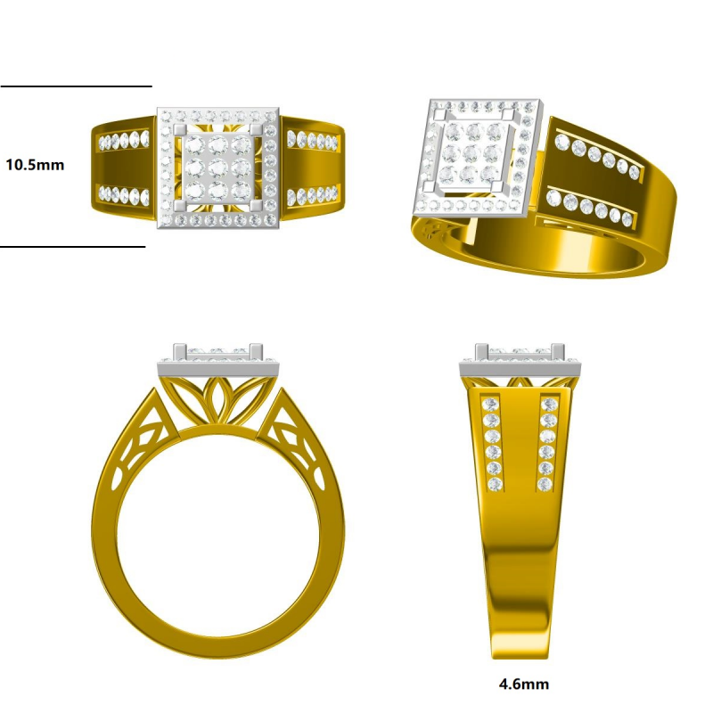 Unique 1 ctw Round Cut White Gemstone Patchwork Engagement Ring -JOSHINY