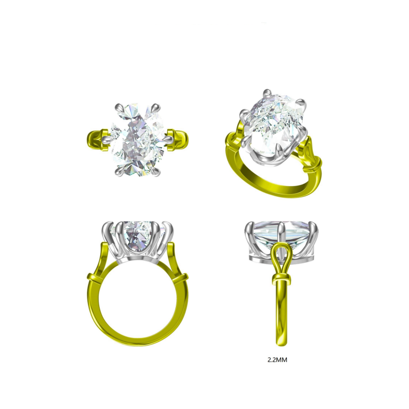 Simple 6 ctw Oval Cut White Gemstone Engagement Ring -JOSHINY