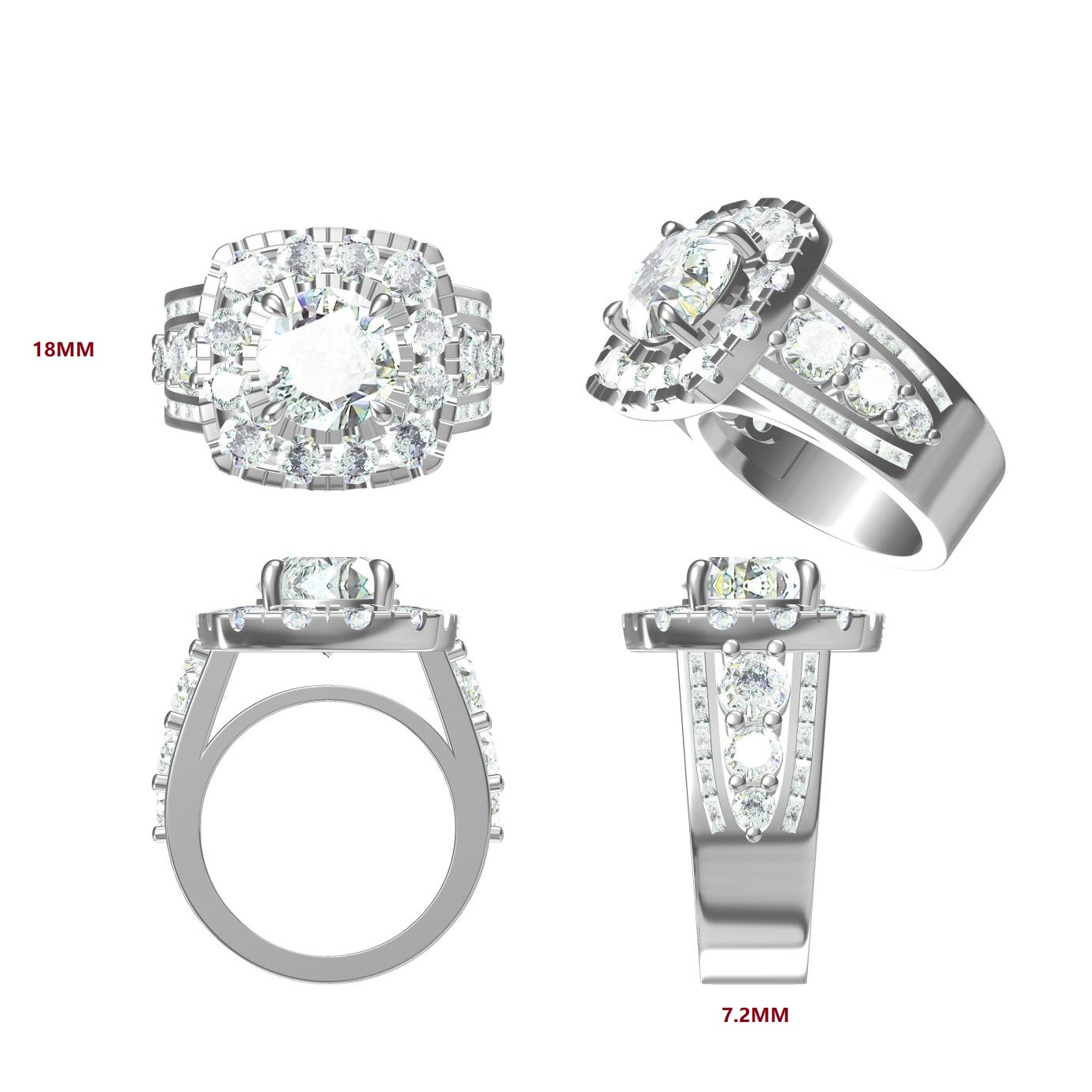 3.0Ctw Ornate Round Gemstone Cluster Ring-JOSHINY