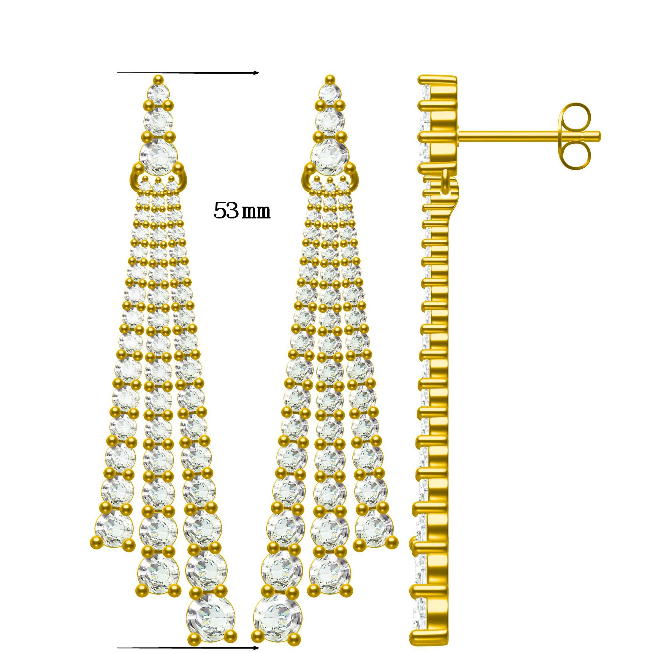 Exquisite 5 ctw Round Cut White Gemstone Tassel Earrings -JOSHINY