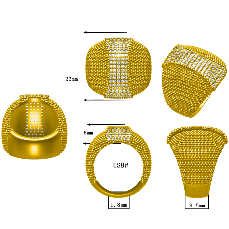 0.8ctw Romantic Mesh Stud Large Ring-JOSHINY