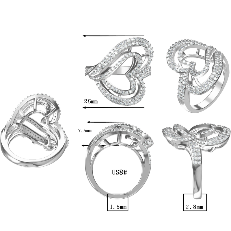 Exquisite 2.5 ctw Round Cut White Gemstone Pavé Heart Ring -JOSHINY