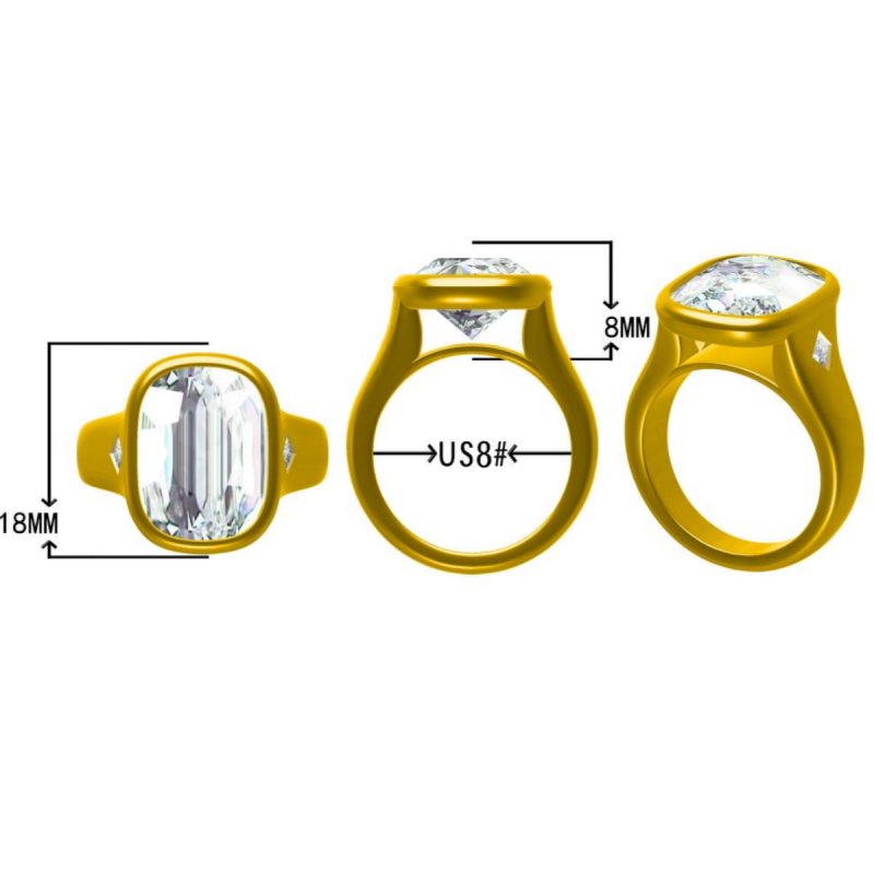 4.0Ct cushion-cut monolithic engagement ring-JOSHINY
