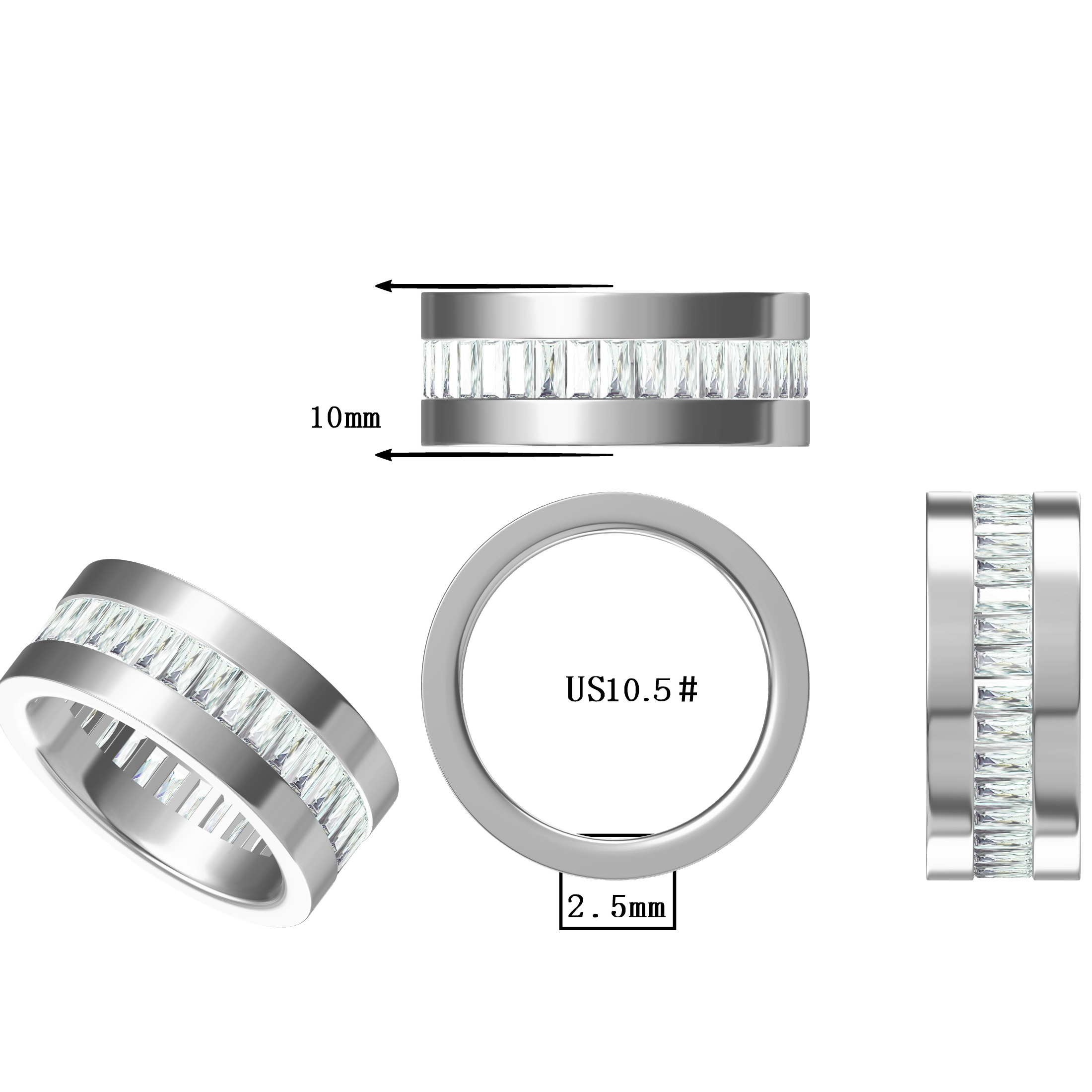 2.86Ctw Rectangular Gemstone Men's Eternal Ring