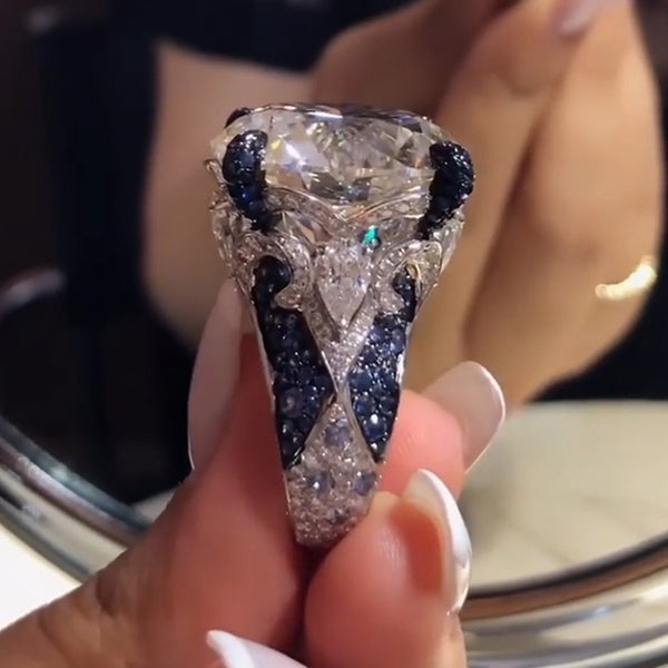 Love at First Sight 20c Round Cut Bicolour Gemstone Ring -JOSHINY