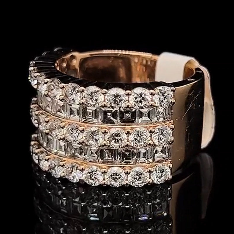 4.0ctw Round and Square Cut 5 Row Gemstone Band-JOSHINY