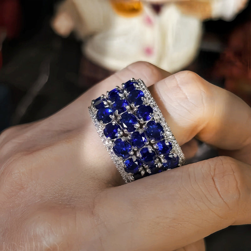 5.0ctw 5 Row Sapphire Eternity Band-JOSHINY