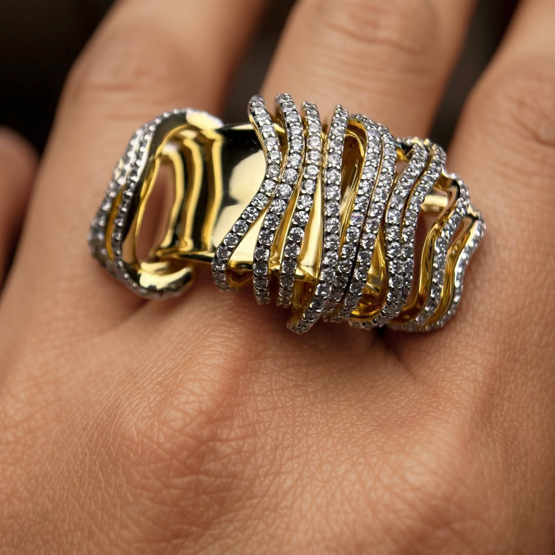 3.2Ctw Multi-layer Art Ring-JOSHINY