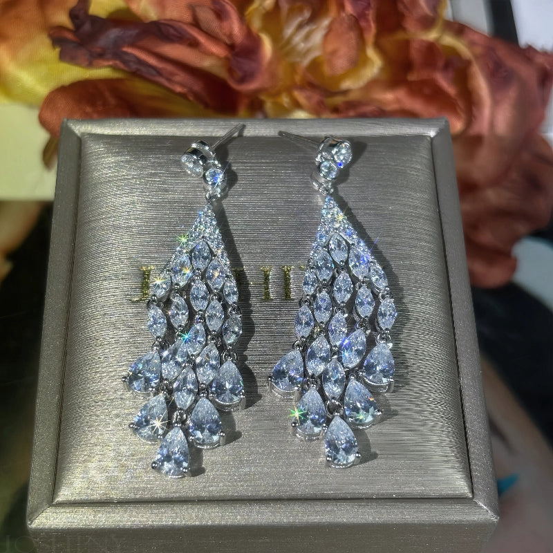 12ctw Stacked Pear & Marquise Shape Gemstone Earrings-JOSHINY