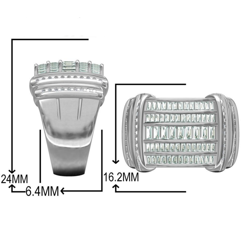 Fashion 3 ctw Baguette & Round Cut White Gemstone Pave Ring -JOSHINY