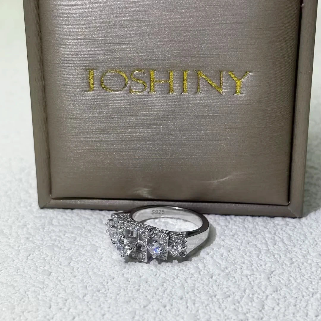 2.3 ctw Round Cut White Cubic Zirconia 925 Sterling Silver Ring-JOSHINY