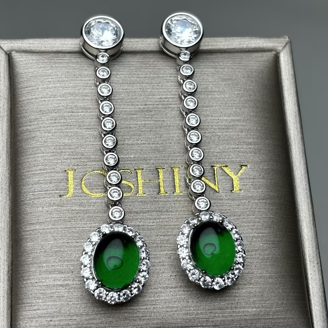 4.0Ctw Emerald Luxury Gemstone Earrings-JOSHINY