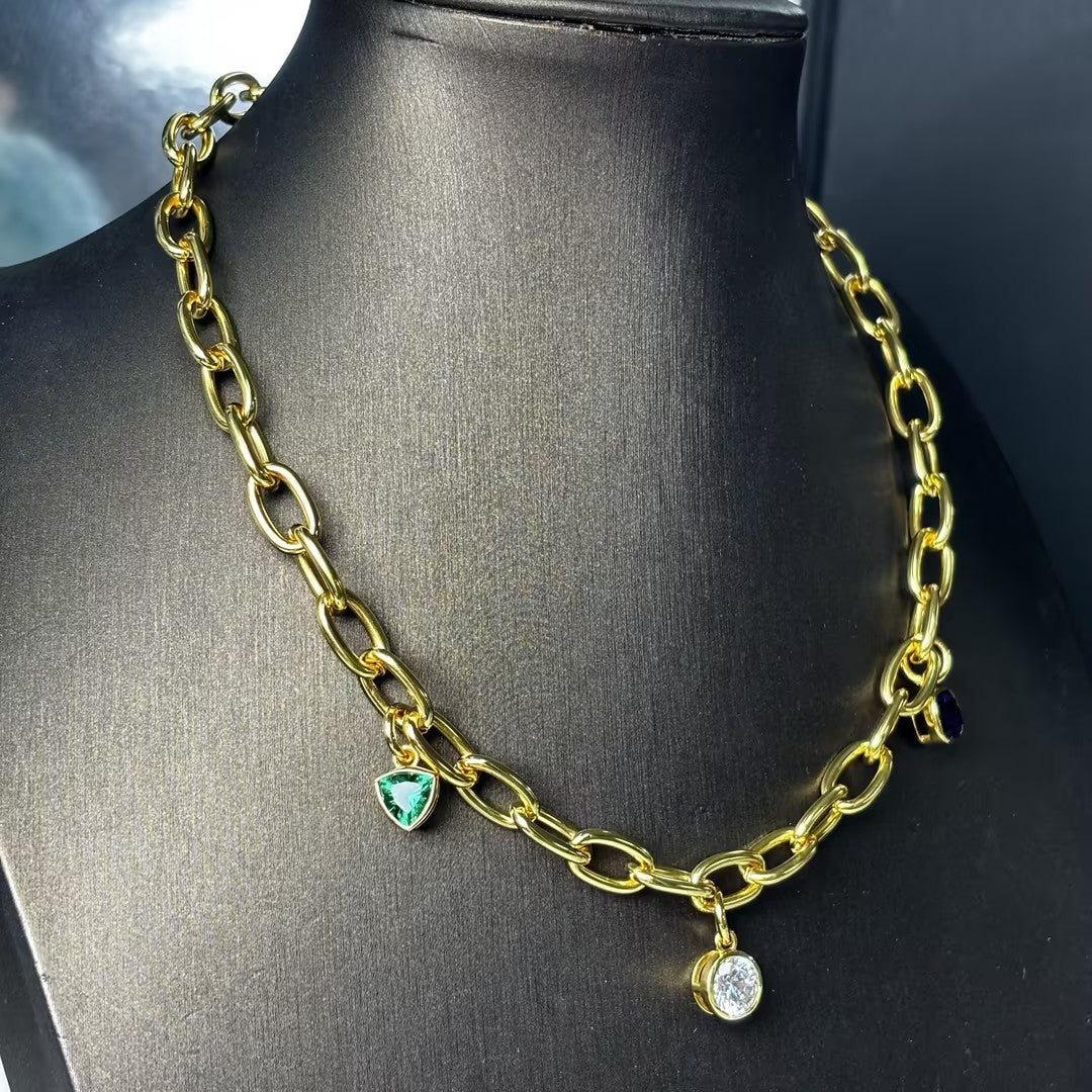 4Ctw Vintage Three Stone Necklace-JOSHINY