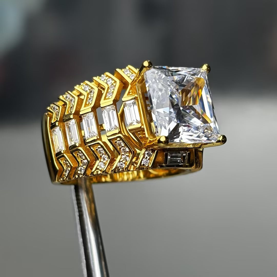 6.8Ctw Radiant Cut Openwork Engagement Ring-JOSHINY