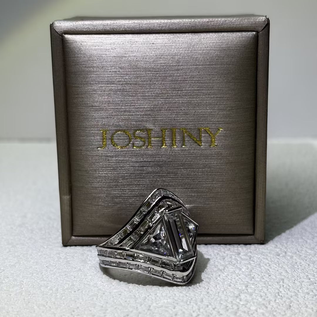 5 Ctw Baguette Cut White Cubic Zirconia 925 Sterling Silver Ring-JOSHINY