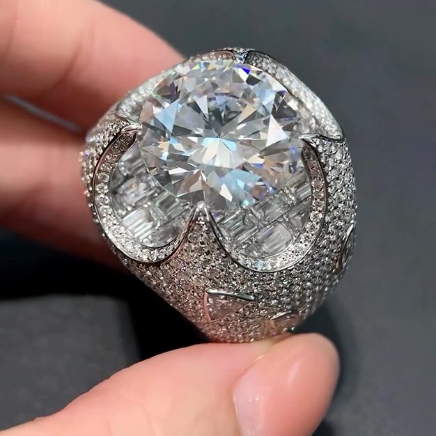 Luxury 20 ctw Round Cut White Gemstone Unique Engagement Ring for Men and Women -JOSHINY