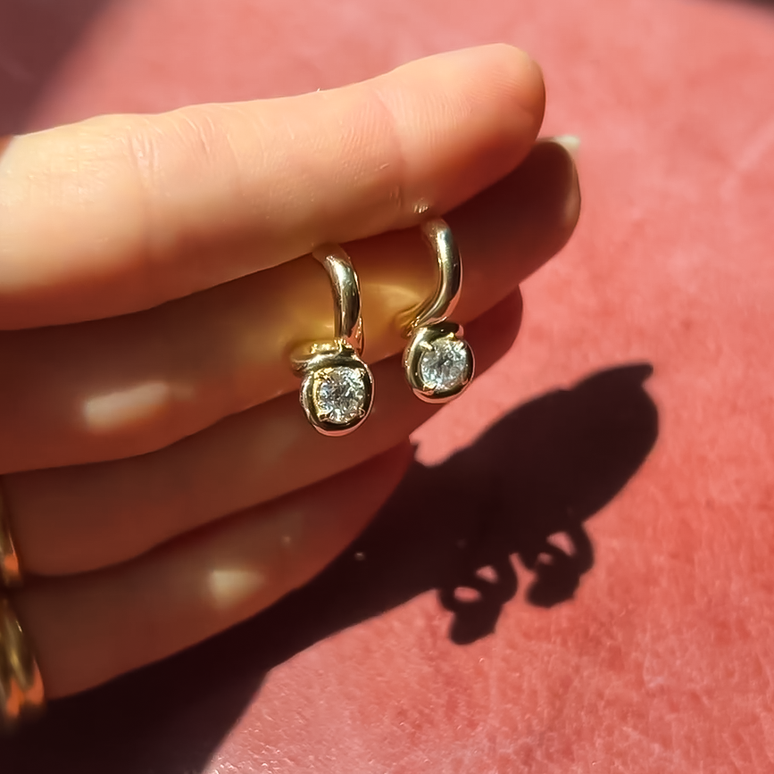 Stylish 2 ctw Round Cut White Gemstone Minimalist Design Earrings -JOSHINY