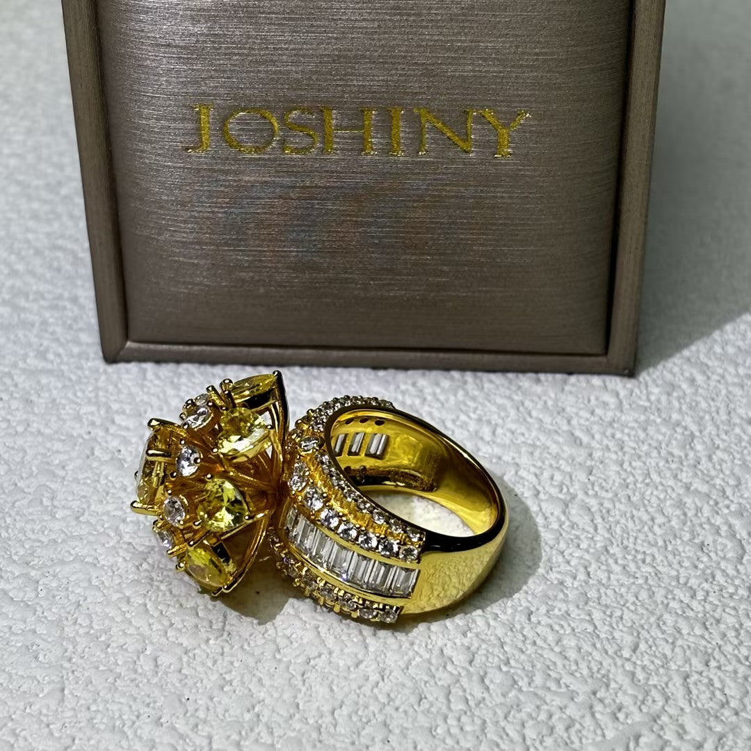 12Ctw Multi-layered Gemstone Flower Engagement Ring-JOSHINY