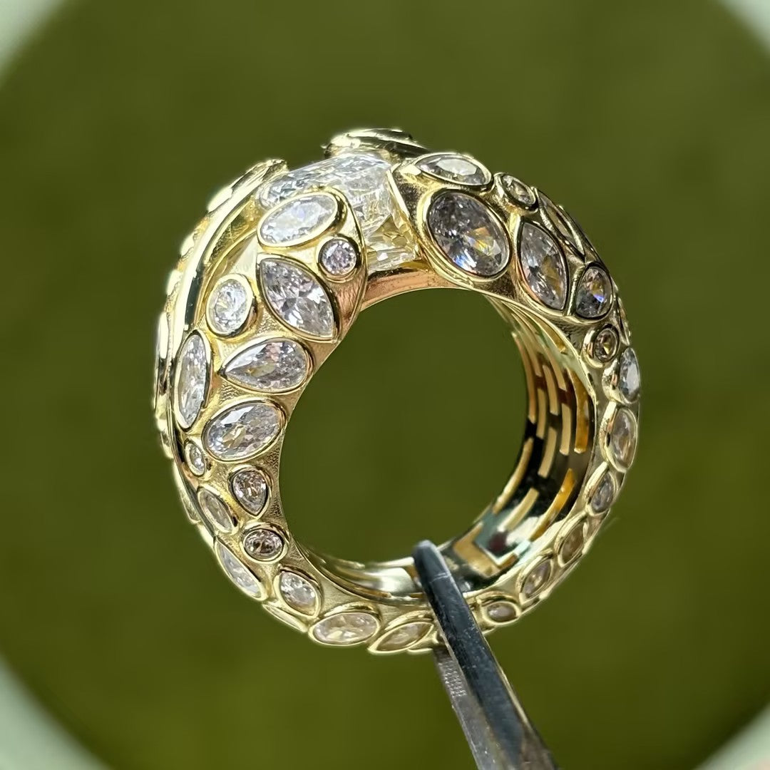 Mixed-cut Art Deco ring-JOSHINY