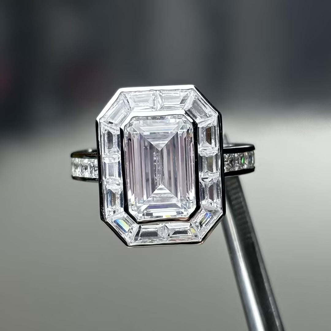 4.2ct Ultimate Emerald Cut Diamond Engagement Ring -JOSHINY