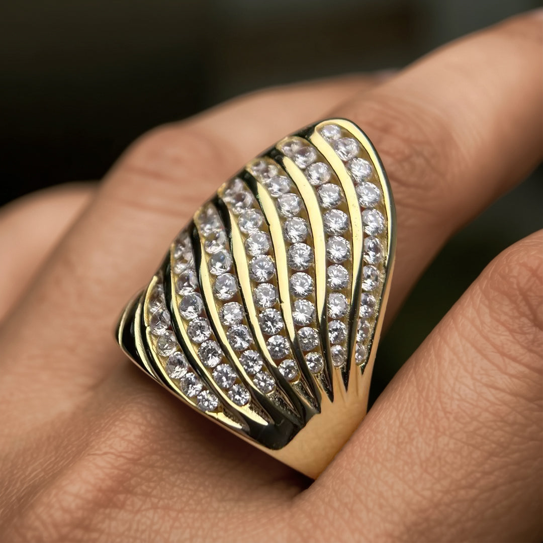 2.3ctw Round Pave Gemstone Wide Band Cocktail Ring-JOSHINY