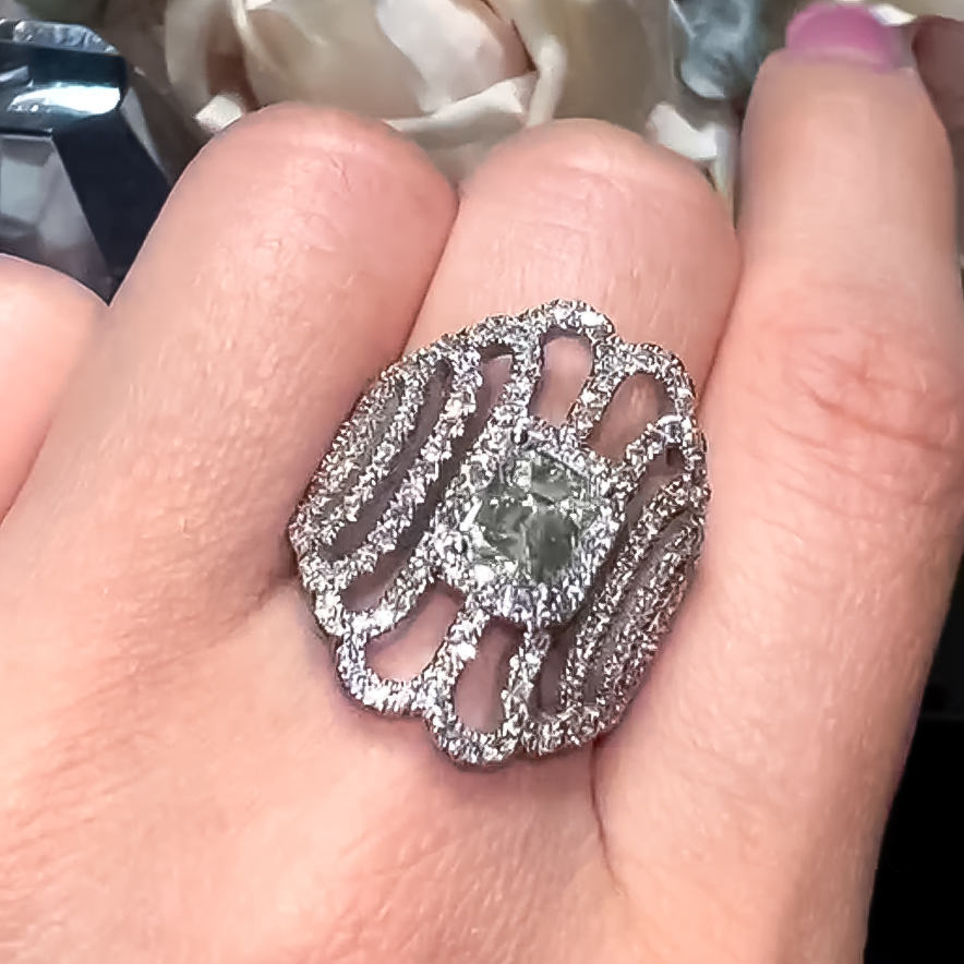 Elegant 4 ctw Emerald Cut White Gemstone Engagement Ring -JOSHINY