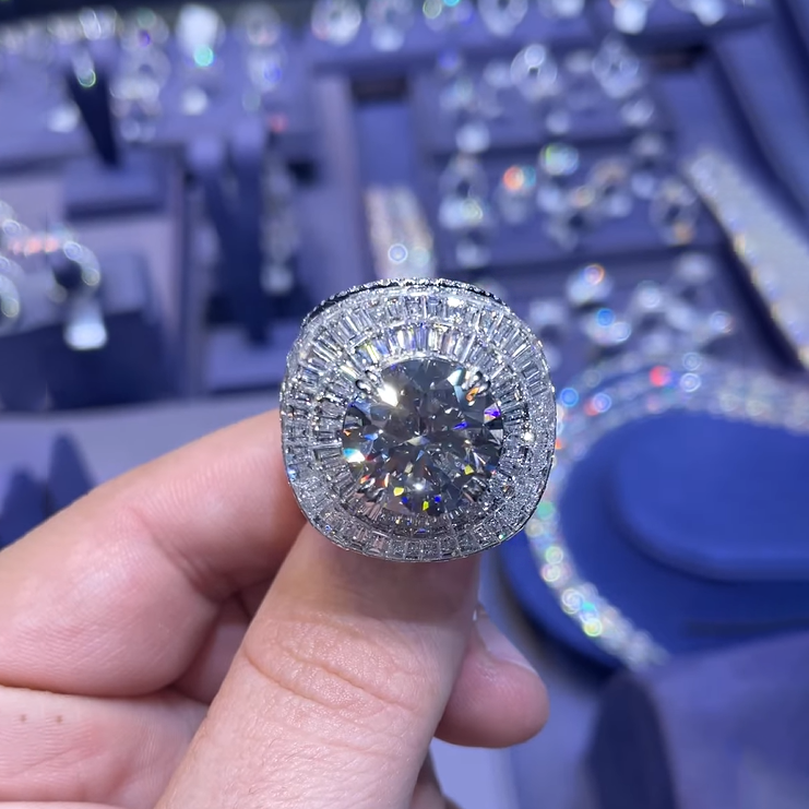 5ct Round Cut White Gemstone Deluxe Full Set Engagement Ring -JOSHINY