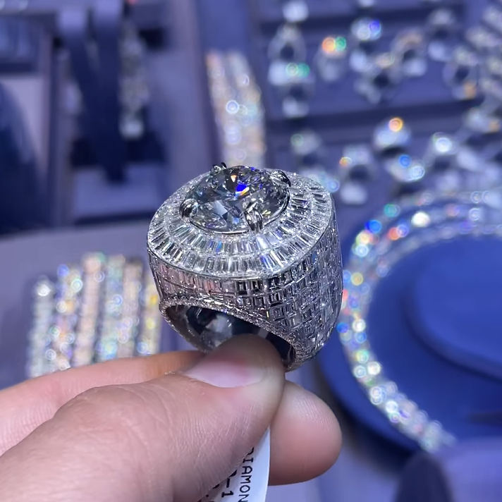 5ct Round Cut White Gemstone Deluxe Full Set Engagement Ring -JOSHINY